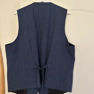 Blue Sleeveless Vest with Tie Back wool blended